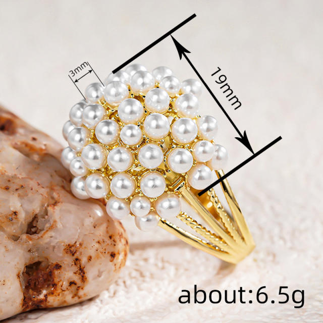Vintage Chanel-Style Faux Pearl Ring for Women
