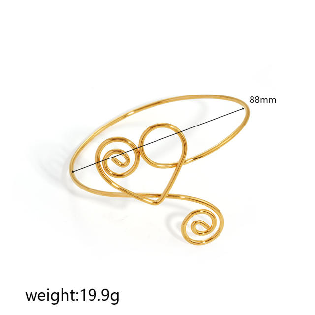 Twist Versatile Geometric Open Arm Bracelet for Women stainless steel arm bangle
