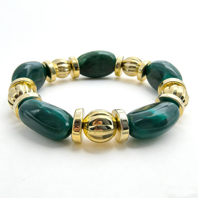 Fashion Retro Irregular Acrylic Resin Bracelet for Women Maillard Colorful Elastic Bracelet Wholesale