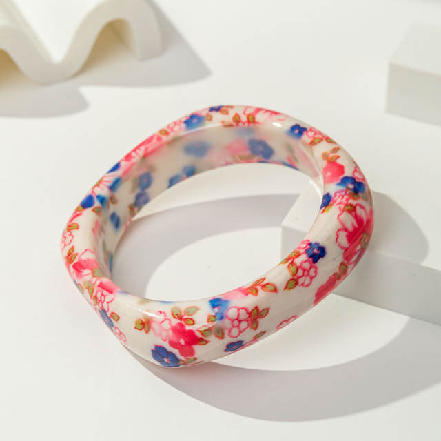Ins Style Bohemian Floral Resin Bracelet Women's Stackable Bracelet