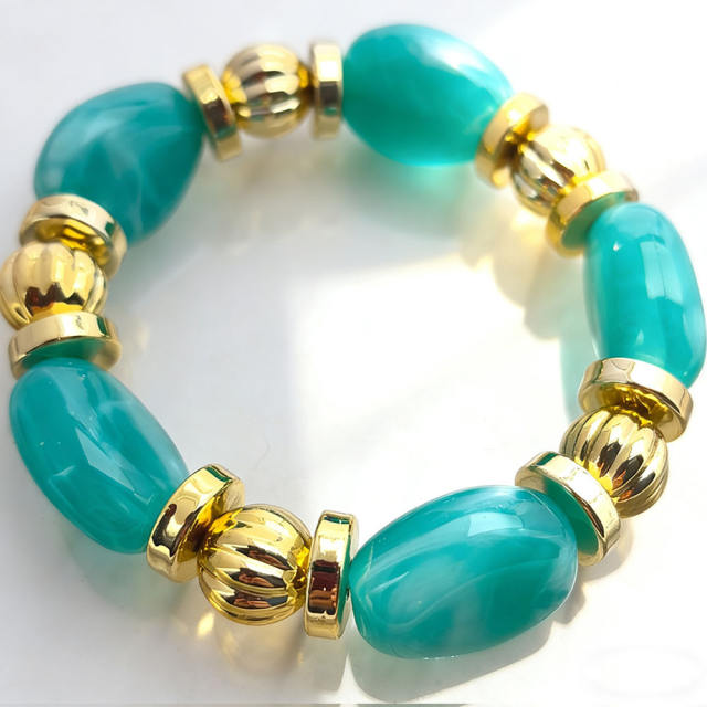 Fashion Retro Irregular Acrylic Resin Bracelet for Women Maillard Colorful Elastic Bracelet Wholesale