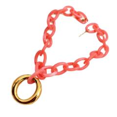 New Style Colorful Acrylic Resin Chain Geometric 304 Stainless Steel Pendant Necklace