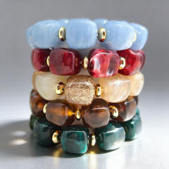 Fashion Hot-Selling Acrylic Square Gold Bead Bracelet Jewelry for Women