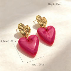 Vintage fold heart acrylic heart stainless steel earrings