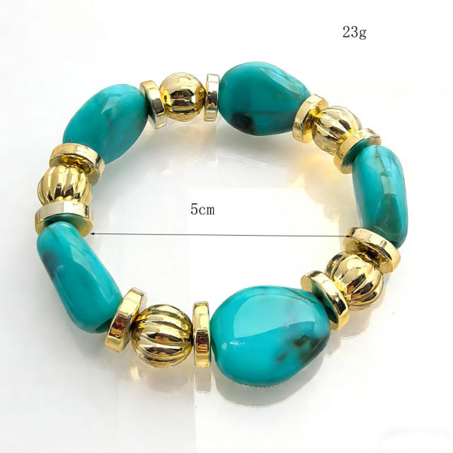 Fashion Retro Irregular Acrylic Resin Bracelet for Women Maillard Colorful Elastic Bracelet Wholesale