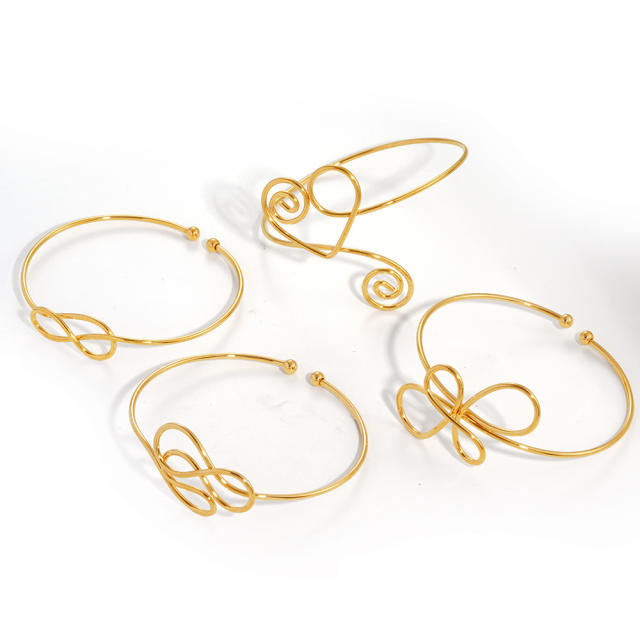 Twist Versatile Geometric Open Arm Bracelet for Women stainless steel arm bangle