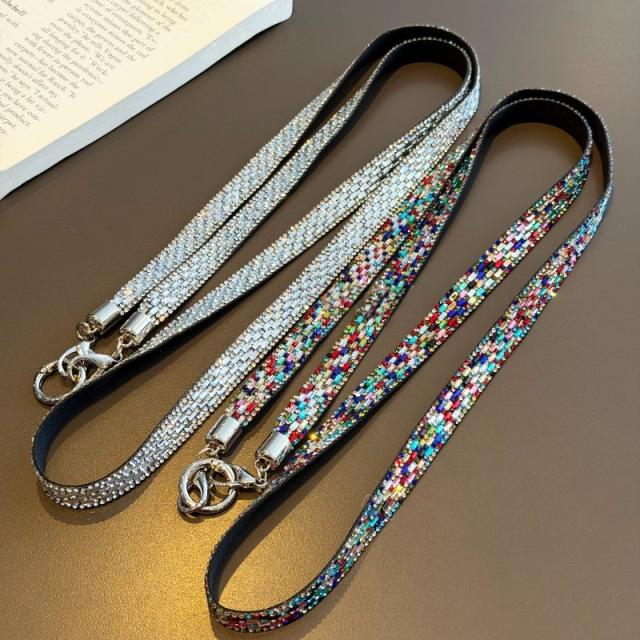 Sparkling Rhinestone Phone Lanyard Long Crossbody Strap Anti-Loss Strap Accessory