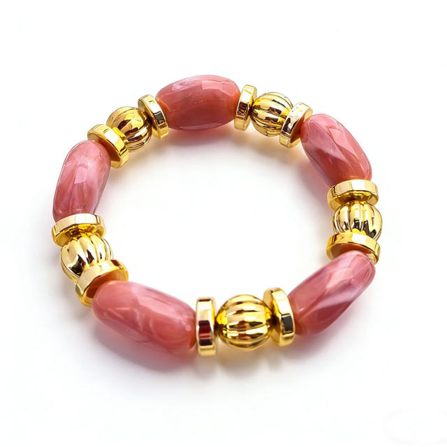 Fashion Retro Irregular Acrylic Resin Bracelet for Women Maillard Colorful Elastic Bracelet Wholesale