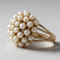 Vintage Chanel-Style Faux Pearl Ring for Women