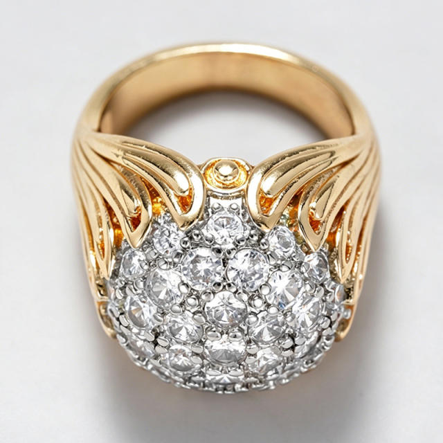 Wave Line Ring for Women French diamond ball copper rings
