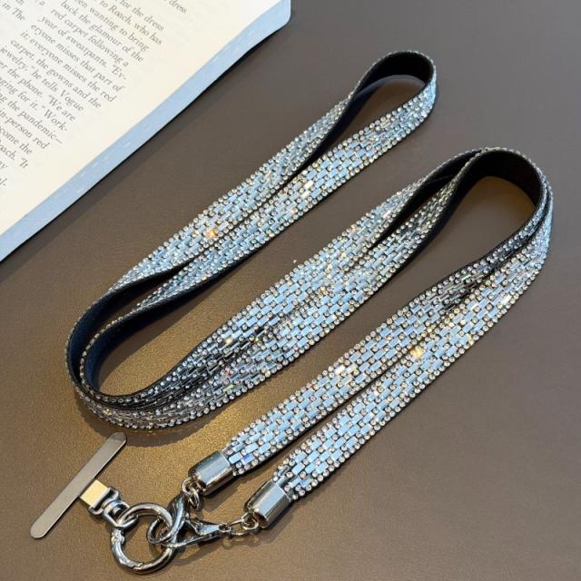 Sparkling Rhinestone Phone Lanyard Long Crossbody Strap Anti-Loss Strap Accessory