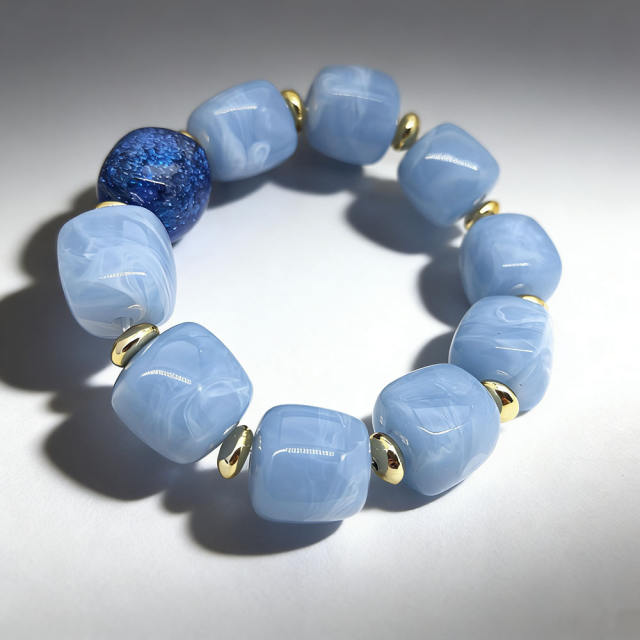 Fashion Hot-Selling Acrylic Square Gold Bead Bracelet Jewelry for Women