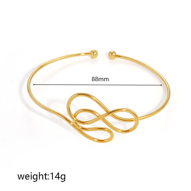 Twist Versatile Geometric Open Arm Bracelet for Women stainless steel arm bangle