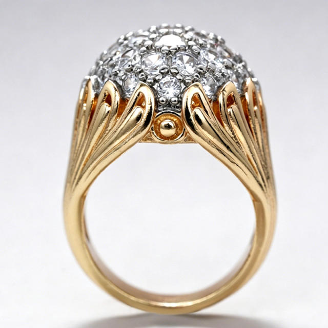 Wave Line Ring for Women French diamond ball copper rings
