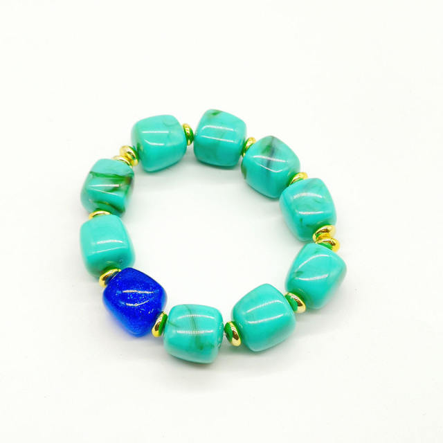 Fashion Hot-Selling Acrylic Square Gold Bead Bracelet Jewelry for Women