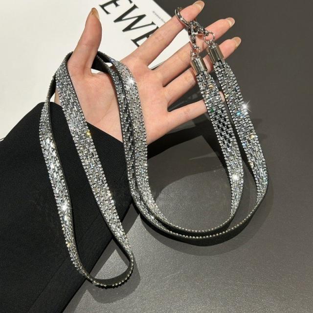 Sparkling Rhinestone Phone Lanyard Long Crossbody Strap Anti-Loss Strap Accessory