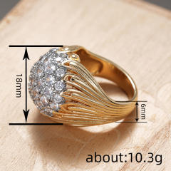 Wave Line Ring for Women French diamond ball copper rings