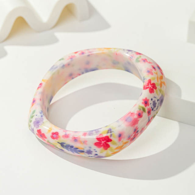 Ins Style Bohemian Floral Resin Bracelet Women's Stackable Bracelet