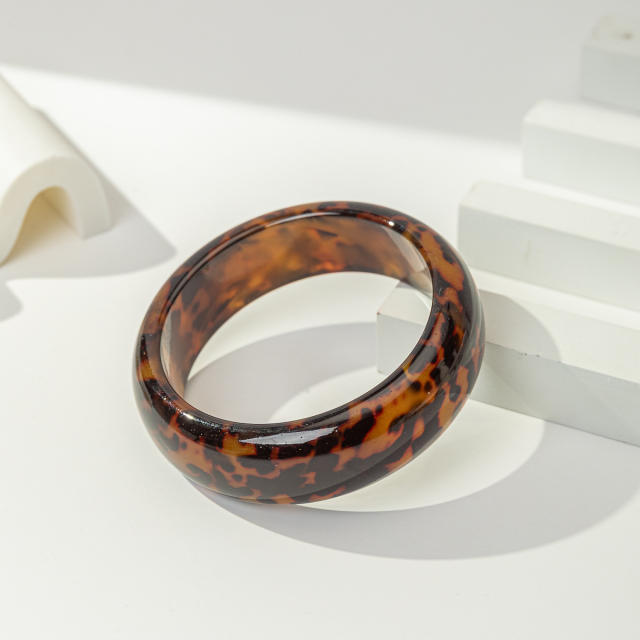 Sexy Leopard Print Resin Bracelet Unique Irregular Circular Gradient arcylic bangle