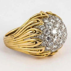 Wave Line Ring for Women French diamond ball copper rings