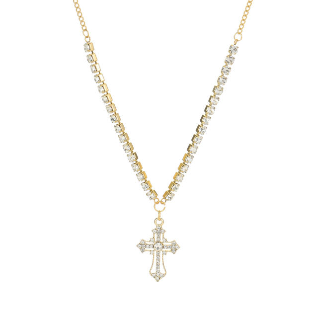 New stainless steel necklace diamond cross pendant necklace