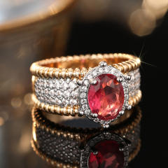 Two-Tone Metal Edge-Inlaid Ring for Women vintage diamond rings