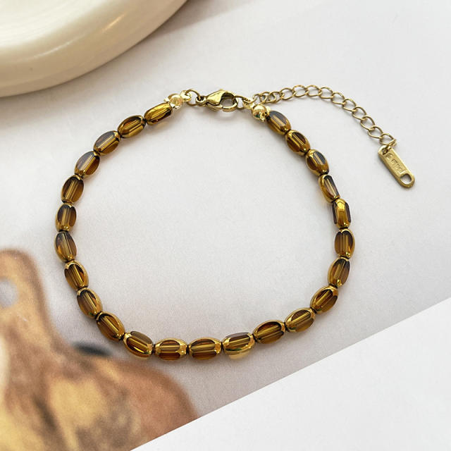 Luxury colorful Artificial crystal stainless steel necklace choker necklace
