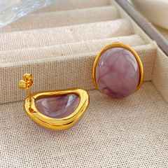 Geometric Round Earrings colorful resin stainless steel earrings