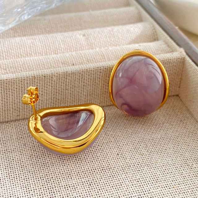 Geometric Round Earrings colorful resin stainless steel earrings