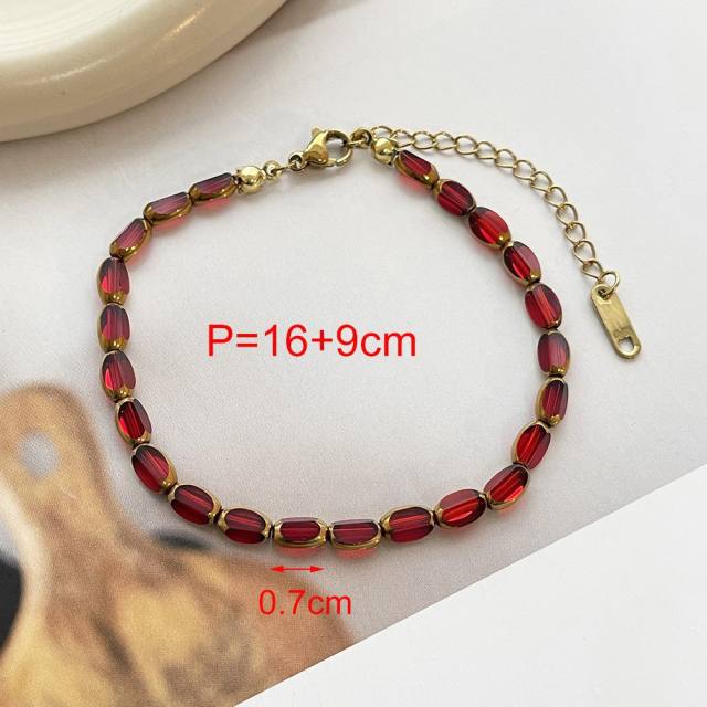 Luxury colorful Artificial crystal stainless steel necklace choker necklace