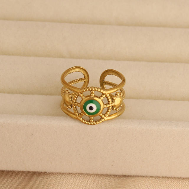 New Oil-Dropping Stainless Steel Rings for Women adjustable starfish evil eye rings