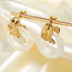 French-Style Vintage Resin Hoop Earrings stainless steel earrings