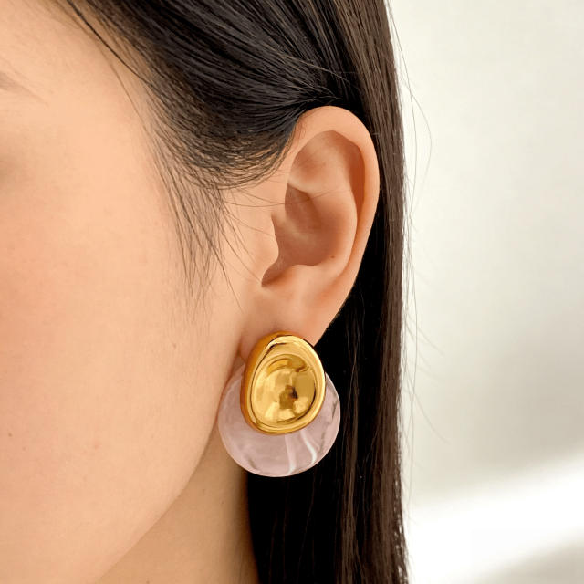 Color Gradient Resin Earrings geometric stainless steel earrings