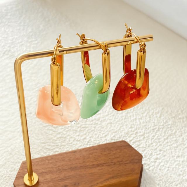 Popular Colorful Resin Geometric Earrings for Women stainless steel earrings