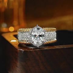 Two-Tone Metal Edge-Inlaid Ring for Women vintage diamond rings