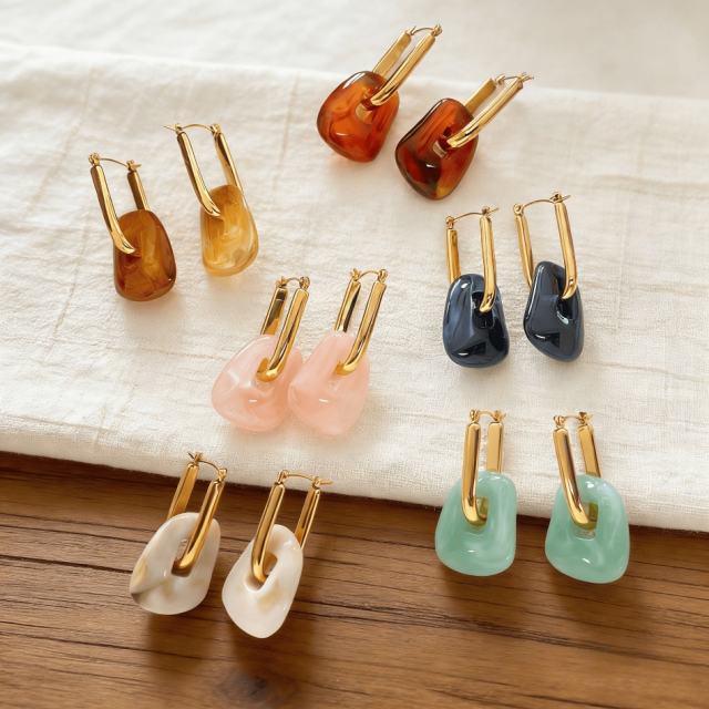 Popular Colorful Resin Geometric Earrings for Women stainless steel earrings