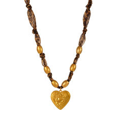Leopard pattern fabric chain stainless steel bead pendant necklace cow head pendant necklace
