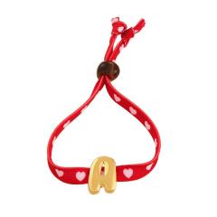 Hot-Selling Fresh Personalized Letter Strawberry Heart Beaded Printed Fabric Bracelet
