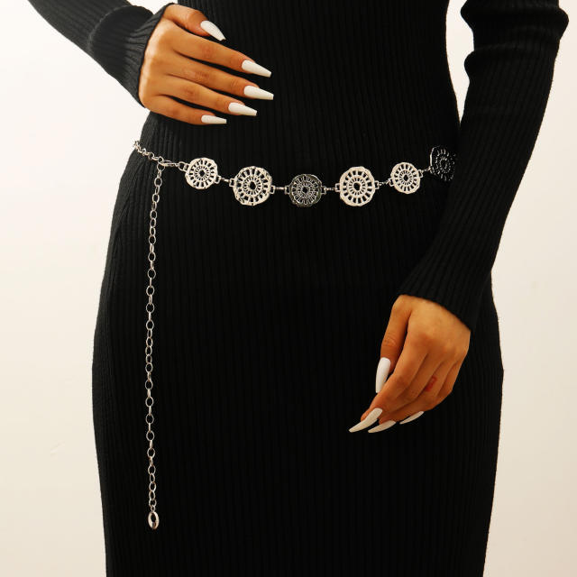 Retro Versatile Casual Waist chain Dress Denim with Waist Chain Bohemian Ethnic Style Heart Tassel Belt