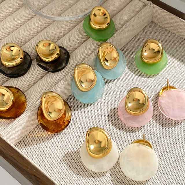 Color Gradient Resin Earrings geometric stainless steel earrings