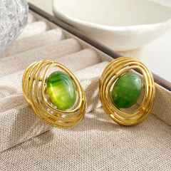 Fashion Metal Stainless Steel earrings Resin Irregular Geometric Oval Earrings