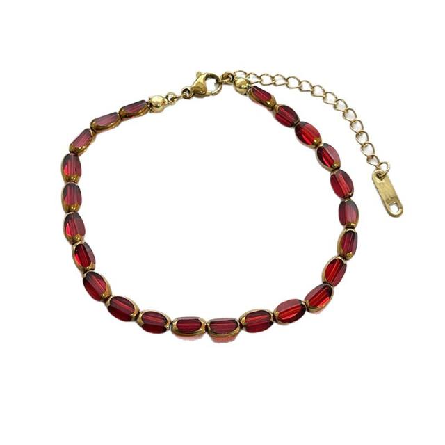 Luxury colorful Artificial crystal stainless steel necklace choker necklace