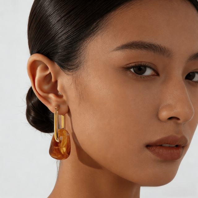 Popular Colorful Resin Geometric Earrings for Women stainless steel earrings