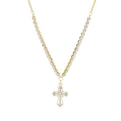 New stainless steel necklace diamond cross pendant necklace