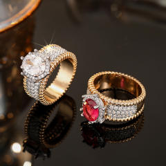 Two-Tone Metal Edge-Inlaid Ring for Women vintage diamond rings