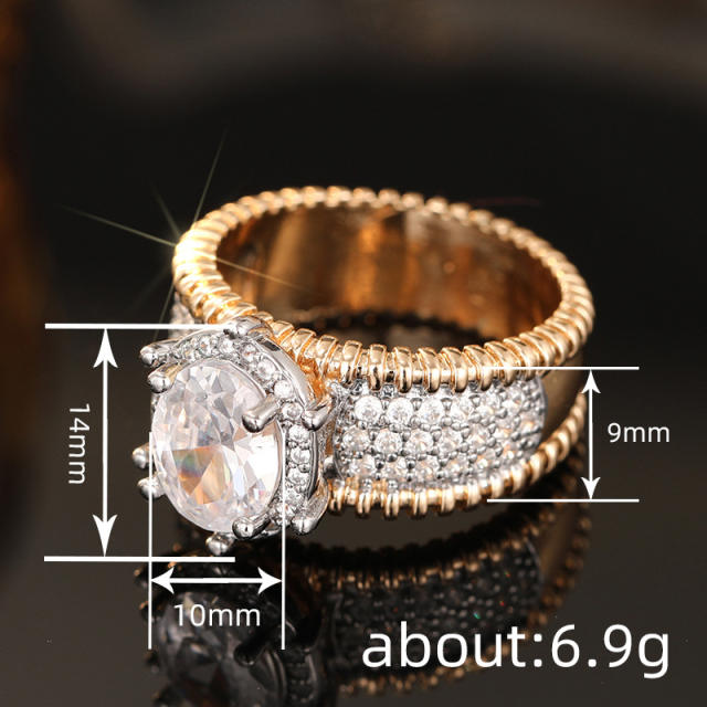 Two-Tone Metal Edge-Inlaid Ring for Women vintage diamond rings