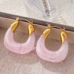 Light Luxury Style Resin Earrings stainless steel earrings U shape earrings