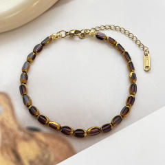 Luxury colorful Artificial crystal stainless steel necklace choker necklace