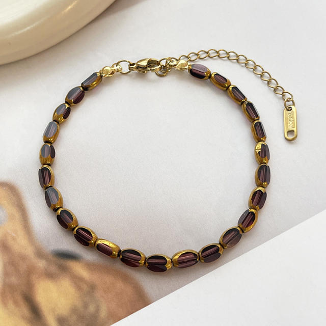 Luxury colorful Artificial crystal stainless steel necklace choker necklace