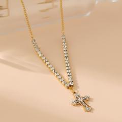 New stainless steel necklace diamond cross pendant necklace